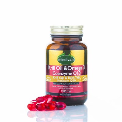 Vitamin Ve Mineraller  Mindivan KrillOil+ Omega 3+ Koenzyme Q10 60 Kapsül