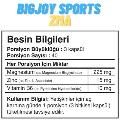 Vitamin Ve Mineraller  Bigjoy Sports Big Joy Zma 120 Veggie Kapsul 60 Servis